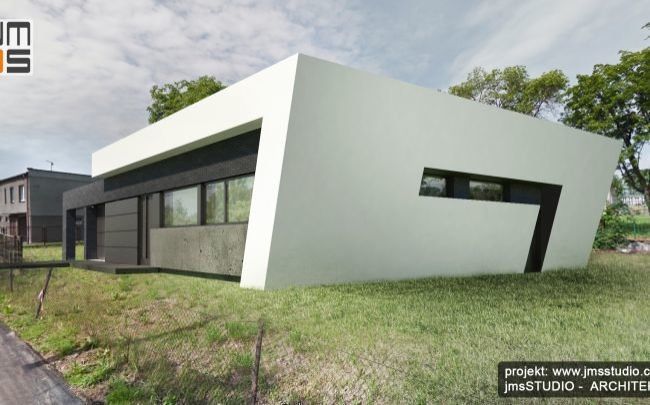 2017 10 05-nowoczesny-projekt-domu-w-Tychach-z-płaskim-dachem-nowoczesna-prosta-elewacja-z-ciekawymi-oknami