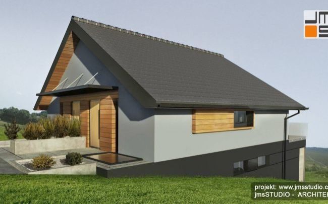 architekt kraków projekt indywidualny domu jednorodzinnego bliżniak na dużym spadku z pomysłem na świetlik