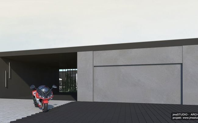 Prosty minimalistyczny elegancki i ponadczasowy projekt nowoczesnego domu z płaskim dachem i biało czarną elewacją