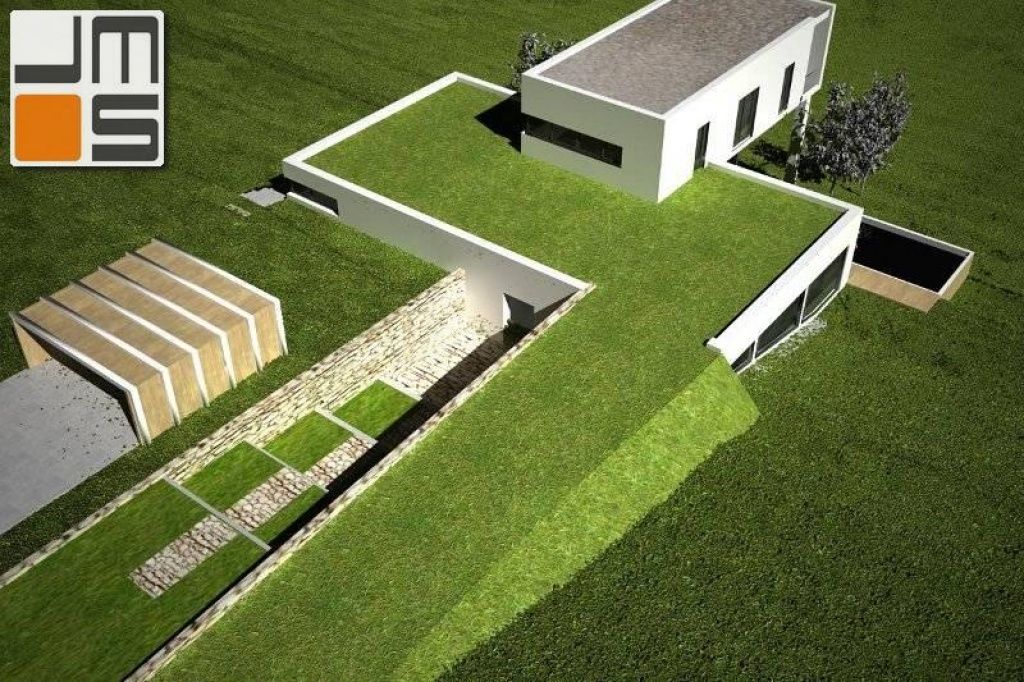 Widok zielonego dachu nowoczesnego domu