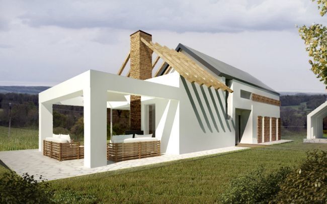 Oryginalny dom jednorodzinny z dachem dwuspadowym