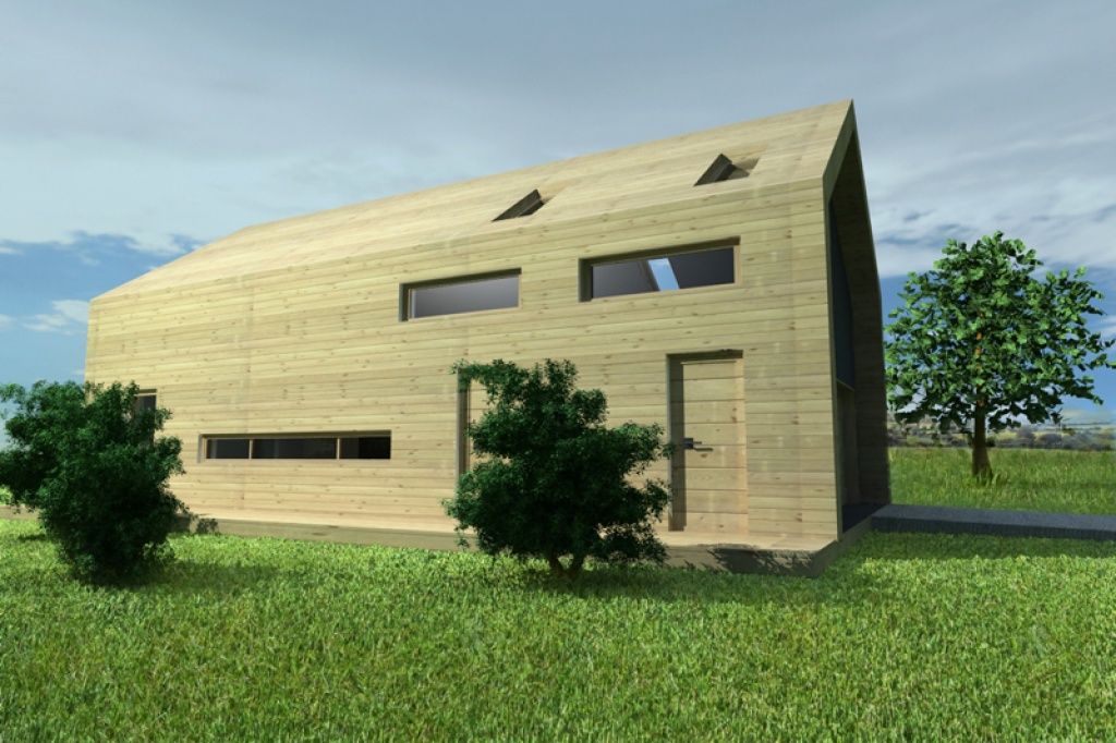 Prosty dom pasywny z elewacją drewnianą
